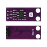 GUVA-S12SD UV light intensity sensor module showing top and bottom sides with signal, ground, and VCC pins