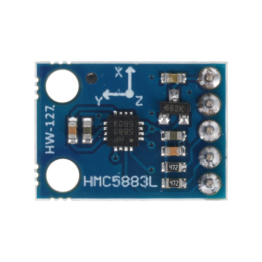 Close-up top view of HMC5883L GY-273 3-axis magnetometer compass module for Arduino and ESP32