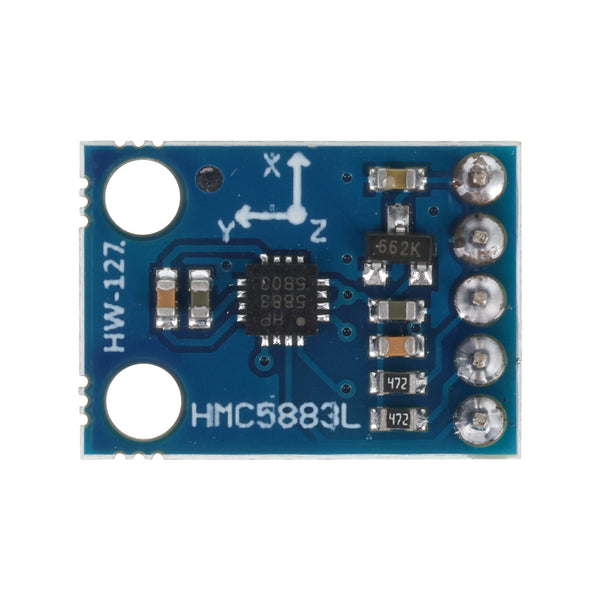 Close-up top view of HMC5883L GY-273 3-axis magnetometer compass module for Arduino and ESP32