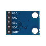 Close-up of HMC5883L GY-273 magnetometer module showing pin labels VCC, GND, SCL, SDA, DRDY