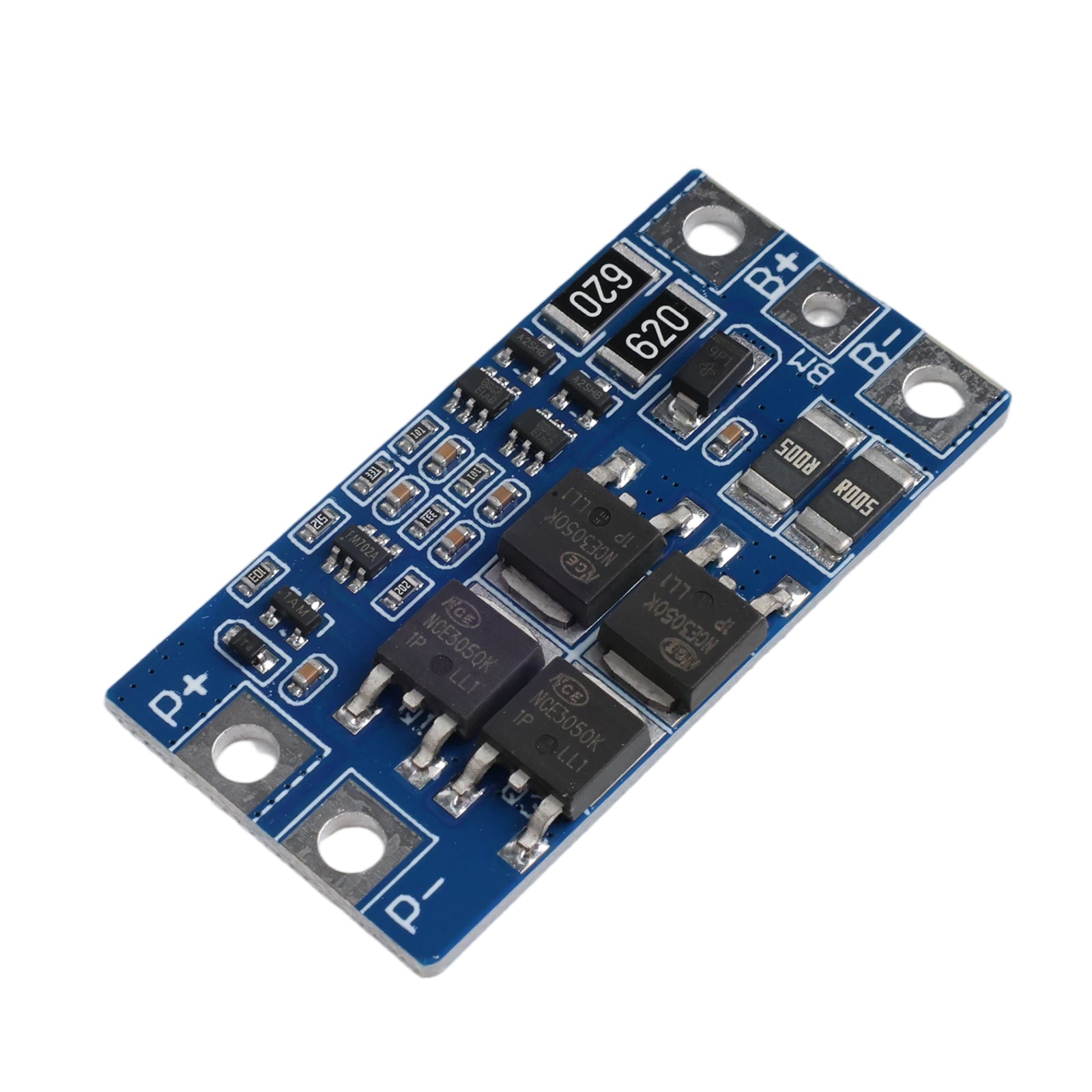 Close-up view of HX-2S-JH20 2S 7.4V 18650 lithium battery protection board with balancer and 10A rating