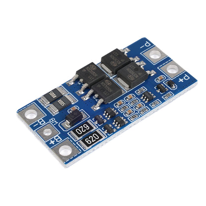 Top view of HX-2S-JH20 2S 7.4V 18650 lithium battery protection board with electronic components
