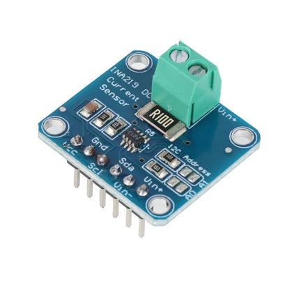 INA219 I2C bi-directional current and power monitoring sensor module with green terminal block and pins