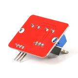 Back side of IRF520 MOSFET driver module showing solder joints and pin connections for Arduino and ESP32