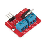 IRF520 MOSFET driver module with blue terminal blocks and three-pin header for Arduino and ESP32