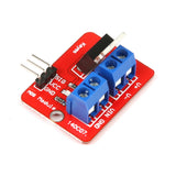 IRF520 MOSFET driver module with blue screw terminals and three-pin header for Arduino and ESP32