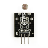 KY-018 photoresistor light sensor module with three pins and black PCB for Arduino and ESP32