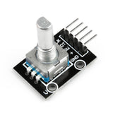 KY-040 rotary encoder module showing metal shaft and pin headers for Arduino projects