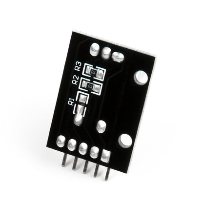 Back side of KY-040 rotary encoder module showing soldered pins and resistors for Arduino projects