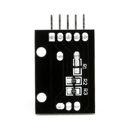 Back side of KY-040 rotary encoder module showing solder points and resistors for Arduino projects