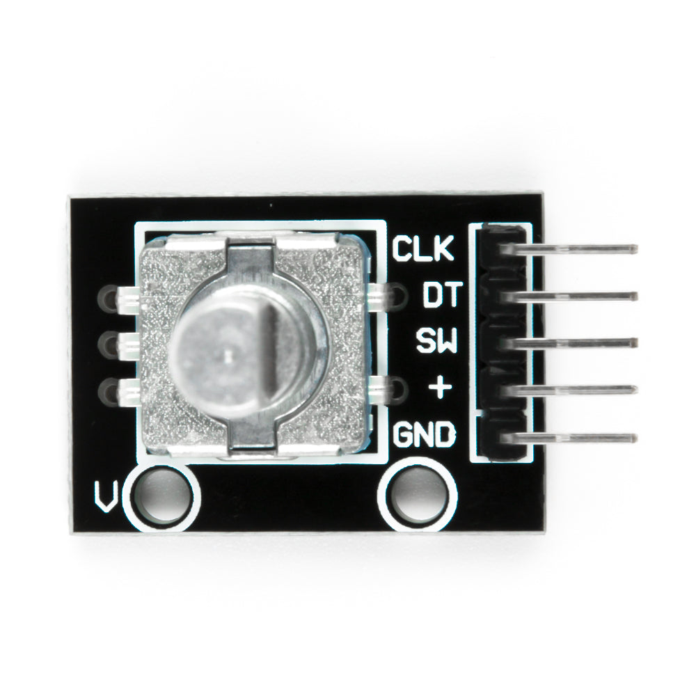 KY-040 rotary encoder module with pins and labeled connections for Arduino projects