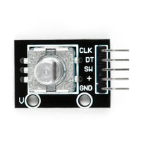KY-040 rotary encoder module with pins and labeled connections for Arduino projects