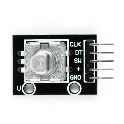 KY-040 rotary encoder module with pins and labeled connections for Arduino projects