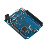 Leonardo R3 ATmega32U4 Arduino development board showing USB port, reset button, and digital pin headers