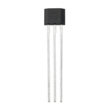 One 49E linear Hall effect magnetic sensor with three complete metal leads on a white background.