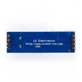 Back side of MAX485 TTL to RS485 converter module showing PCB traces and LC Electronics website