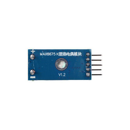 Back side of MAX6675 thermocouple module showing solder points and 4-pin header