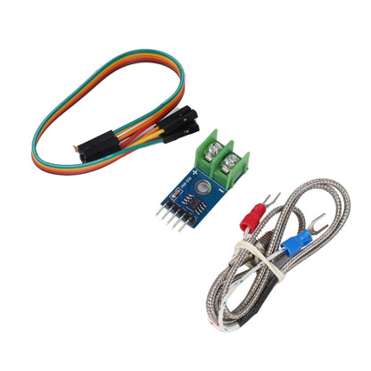 MAX6675 thermocouple module with K-Type sensor and multicolor jumper wires for temperature measurement