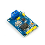 MCP2515 CAN Bus Module with TJA1050 chip and SPI interface showing blue PCB and yellow pin headers