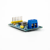 MCP2515 CAN Bus module with TJA1050 SPI interface showing blue terminal block and yellow pin headers