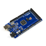 MEGA 2560 R3 CH340 Arduino development board with USB and power connectors, microcontroller, and pin headers