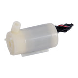 Mini submersible water pump with white plastic body and black red wires for Arduino and ESP32 projects