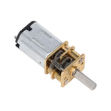 N20 micro metal gear motor showing detailed brass gearbox and metal output shaft for robotics projects