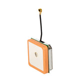 NEO-M8N GPS module with square ceramic antenna and attached black coaxial cable for Arduino and ESP32