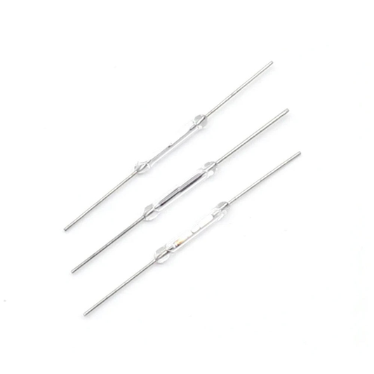 Three normally open reed switch magnetic sensors with long metal leads for Arduino and ESP32 projects