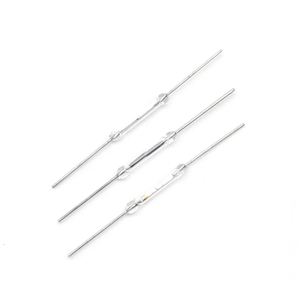 Three normally open reed switch magnetic sensors with long metal leads for Arduino and ESP32 projects