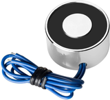 P20/15 12V DC electromagnet solenoid sucker with blue wires and silver casing for 3KG holding force
