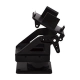 Black pan-tilt servo bracket kit compatible with SG90 and MG90S micro servos shown from side view