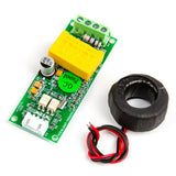 PZEM-004T AC energy meter and power monitor module with current transformer sensor and wiring