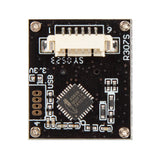 Back side of R307S optical fingerprint sensor module showing chip and connector for Arduino and ESP32
