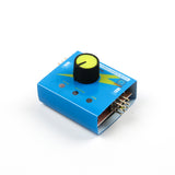 Compact blue RC servo tester and CCPM consistency checker with a black and yellow control knob