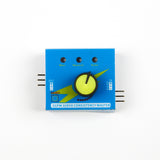 Blue RC servo tester and CCPM consistency checker with yellow dial and three mode indicator lights