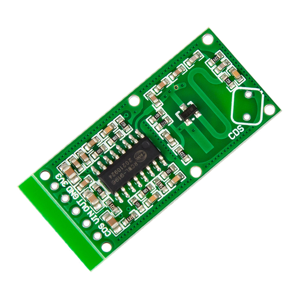 Back side of RCWL-0516 microwave Doppler radar motion sensor module showing electronic components and circuit traces