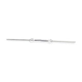 One normally open reed switch with its glass capsule and two complete metal leads on a white background.