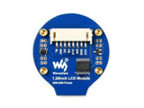 Back side of 1.28 inch round IPS LCD display module with connector pins and Waveshare branding