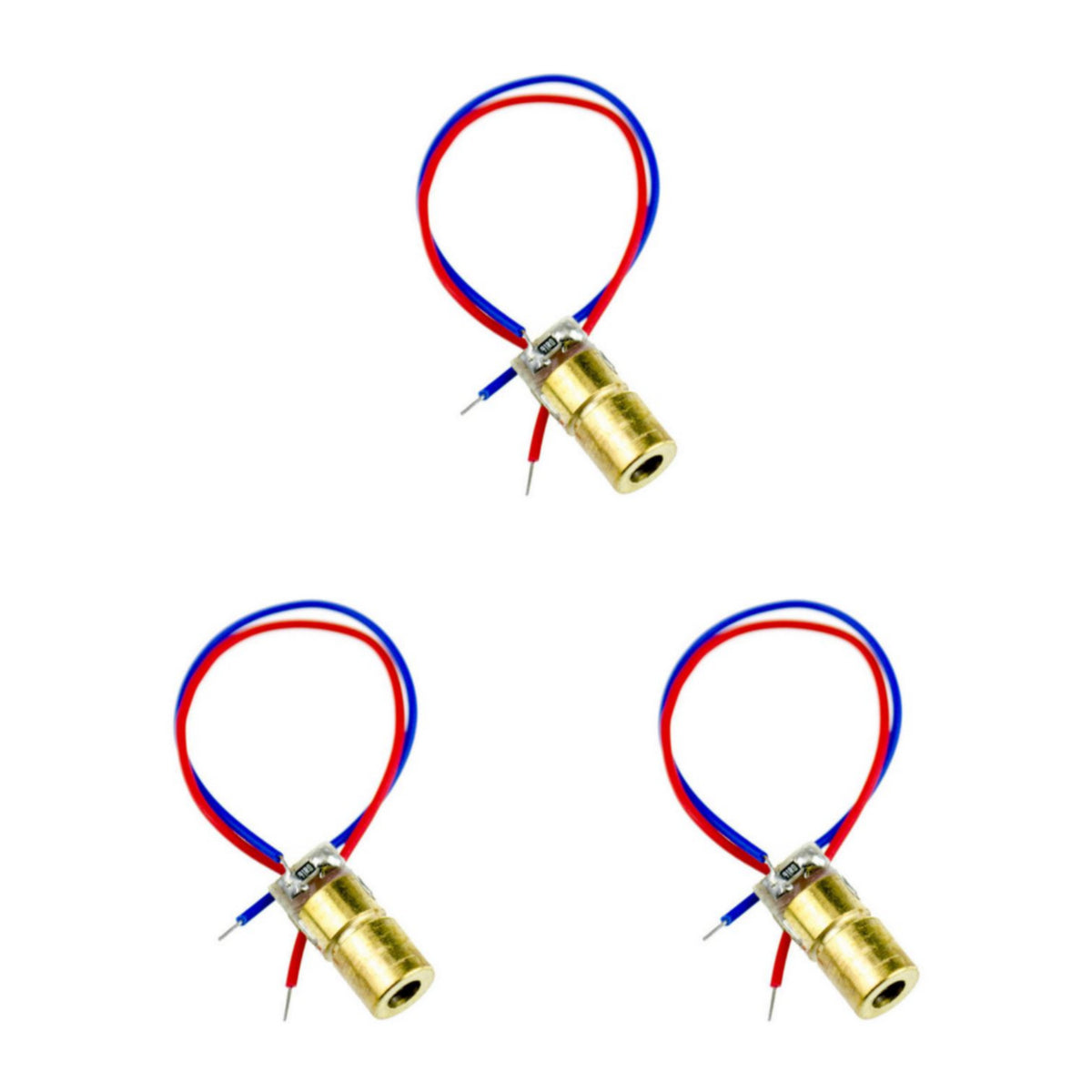 6mm 650nm 5mW Red Laser Diode Module for Arduino & Raspberry Pi — 3-Pack; 3 complete units shown