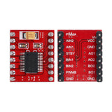 TB6612FNG dual motor driver module showing chip side and labeled pin headers for Arduino and ESP32
