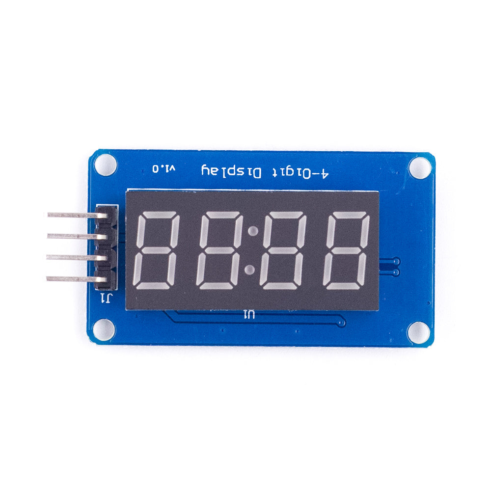 TM1637 4-bit red LED digital display module with four 7-segment digits and four-pin connector