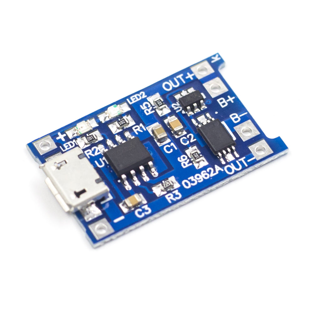 TP4056 1A lithium polymer battery charging board with micro USB port and current protection