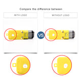 Comparison of TT Gear Motor 3-6V 1:48 125RPM with and without logo on yellow casing for robot car