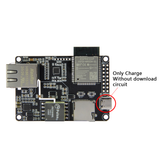 TTGO T-Internet-POE ESP32 Ethernet development board showing LAN8720A Ethernet port and ESP32-WROOM-32 module