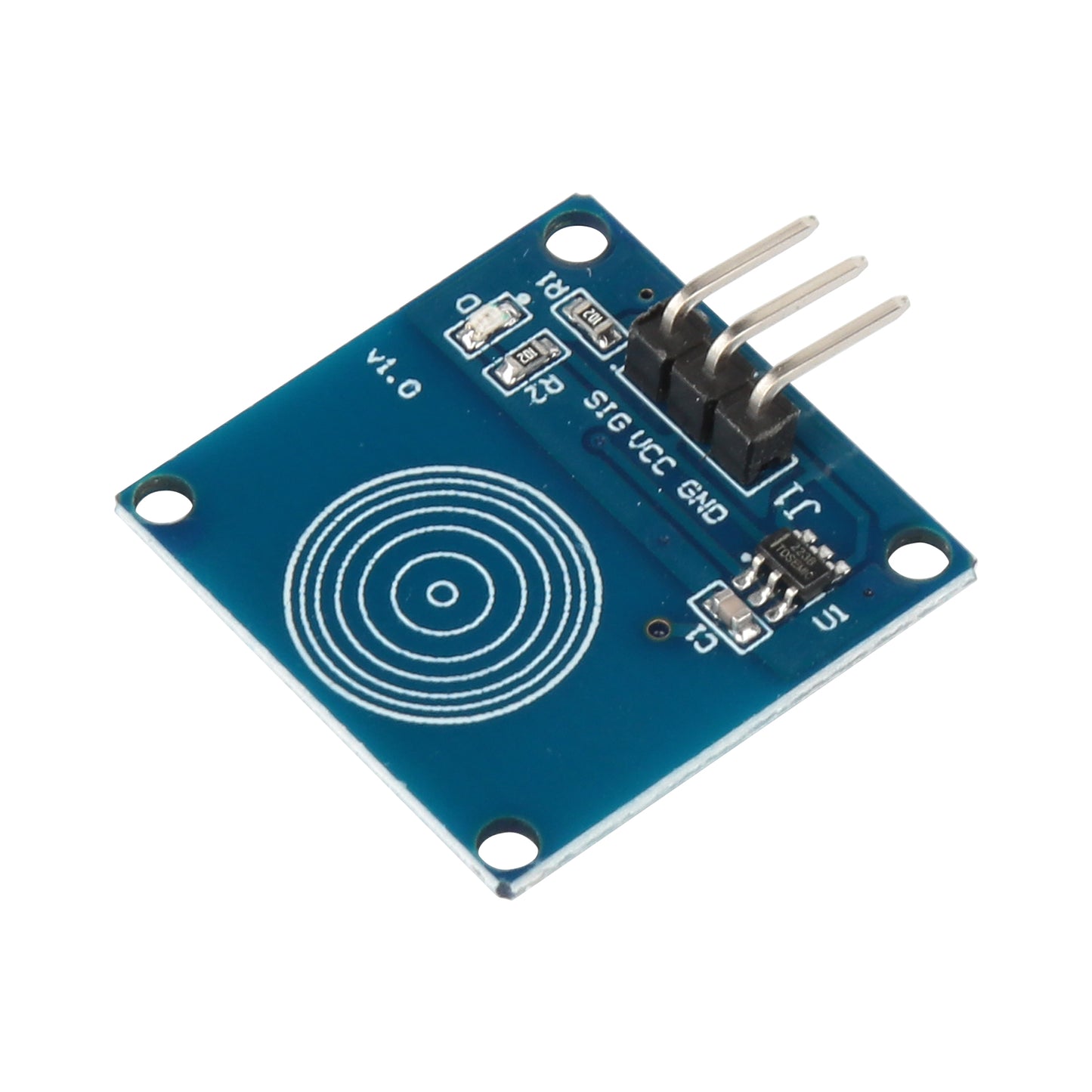 TTP223B capacitive touch switch sensor module with three pins and circular touch pad