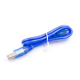Blue USB 2.0 A-B male printer cable 0.5 meter coiled with white twist tie