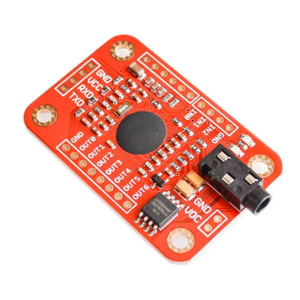 Voice Recognition Module V3 for Arduino with red PCB and multiple input output pins