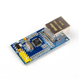 W5500 SPI Ethernet network module with RJ45 connector and yellow pin headers for Arduino and ESP32