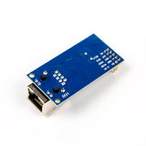 W5500 SPI Ethernet network module showing back side with pin labels and RJ45 connector for Arduino and ESP32
